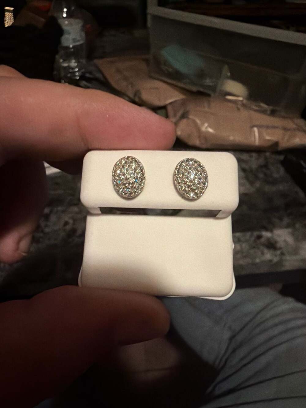 Oval Pavé Crystal Stud Earrings moissanite